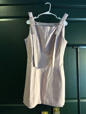 Commense Pale Pink Bow Strap Mini Dress